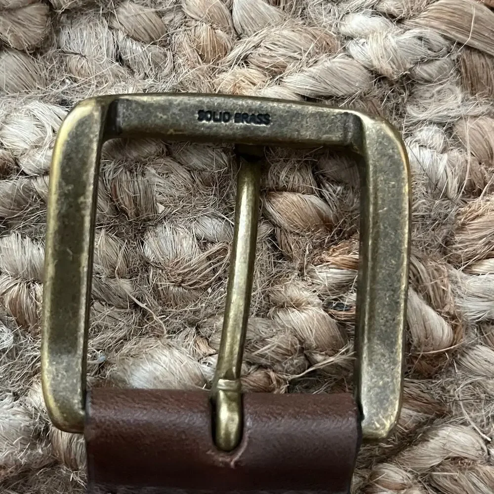 L.L.Bean 1912 Jean Belt Brown Leather Solid Brass Buckle 1.5